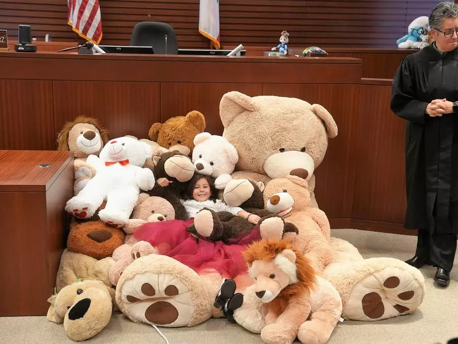 Judge Schwarz watches over a new adoptee in the stuffed animals (she's in there, we promise)